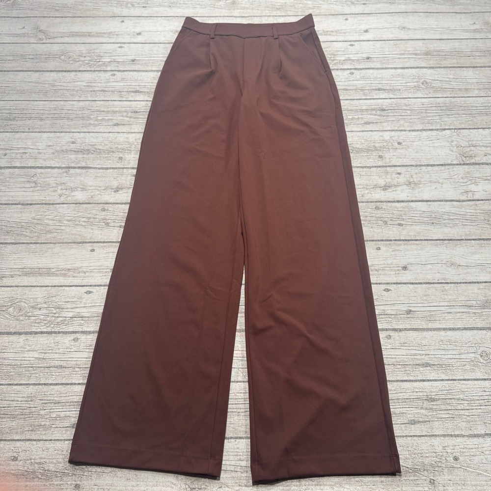 Halara Pants Women's Medium Brown Ultra Tall Pleated High Rise Wide Leg Trousers